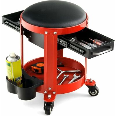 Taburete de taller Costway con ruedas giratorias de 360°, cojín removible Taburete de taller Costway con ruedas giratorias de 360°, cojín removible