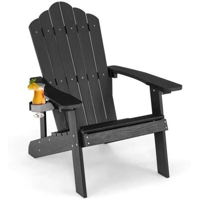 Silla Adirondack de Jardín COSTWAY con Portavasos - Resistente a la Intemperie Silla Adirondack de Jardín COSTWAY con Portavasos - Resistente a la Intemperie