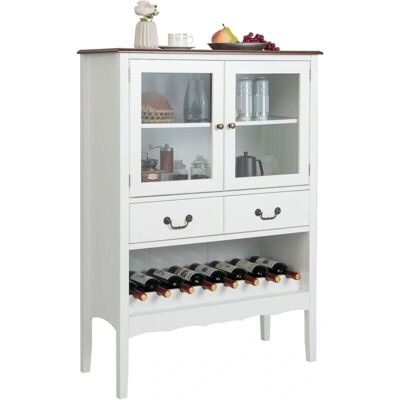 Aparador COSTWAY con Puertas de Vidrio - Mueble de Almacenamiento Aparador COSTWAY con Puertas de Vidrio - Mueble de Almacenamiento