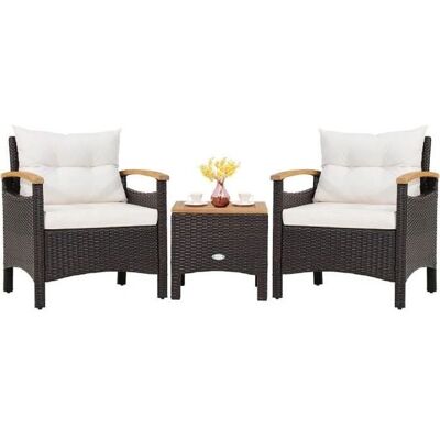 Conjunto de Muebles de Jardín Costway - Ratán 3 Piezas Conjunto de Muebles de Jardín Costway - Ratán 3 Piezas