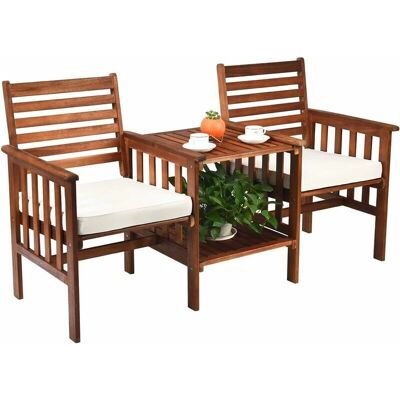 Conjunto de Muebles de Jardín Costway - Madera de Acacia, Cojines, Orificio para Sombrilla Conjunto de Muebles de Jardín Costway - Madera de Acacia, Cojines, Orificio para Sombrilla