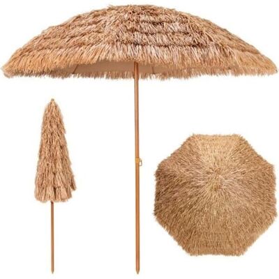 Costway Strandparasol - 243cm, 7-lags PP Halm, Tropisk Stil Costway Strandparasol - 243cm, 7-lags PP Halm, Tropisk Stil
