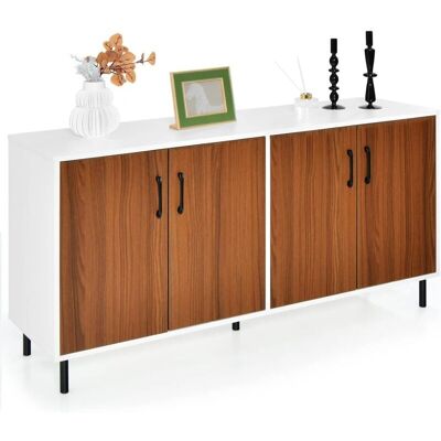 Costway Credenza Bianca con 4 Porte - Mobili di Stoccaggio Moderni Costway Credenza Bianca con 4 Porte - Mobili di Stoccaggio Moderni