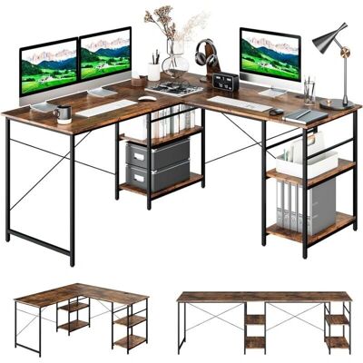 Escritorio en forma de L de Costway con Estantes - Muebles para Oficina en Casa Escritorio en forma de L de Costway con Estantes - Muebles para Oficina en Casa