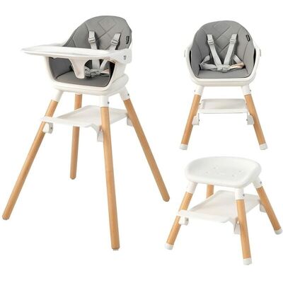 Costway - Silla alta convertible 6 en 1 para bebés con bandeja, arnés de 5 puntos, cojín y patas Costway - Silla alta convertible 6 en 1 para bebés con bandeja, arnés de 5 puntos, cojín y patas