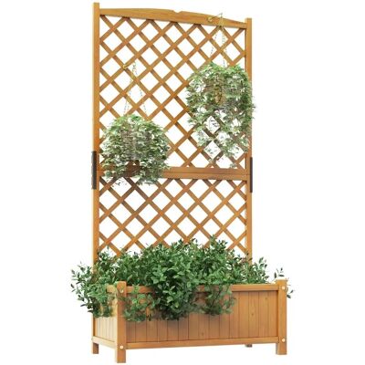 Cama de Jardín Costway con Orificios de Drenaje - Macetero de Madera para Plantas Trepadoras Cama de Jardín Costway con Orificios de Drenaje - Macetero de Madera para Plantas Trepadoras