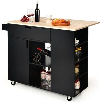 Carro de Cocina Costway con Encimera Abatible - Almacenamiento y Movilidad Carro de Cocina Costway con Encimera Abatible - Almacenamiento y Movilidad