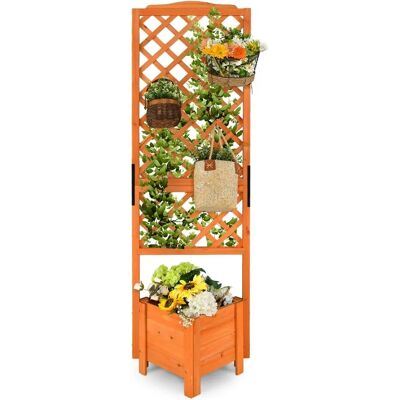 Costway - 180 cm - Pomarańczowy - Drewno - Raised garden bed with trellis Costway - 180 cm - Pomarańczowy - Drewno - Raised garden bed with trellis