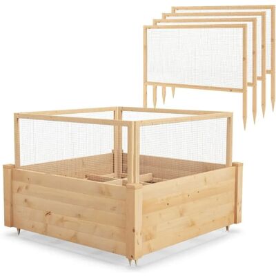 Costway Drewniany podniesiony grządka z ogrodzeniem - 107x107x70 cm Costway Drewniany podniesiony grządka z ogrodzeniem - 107x107x70 cm