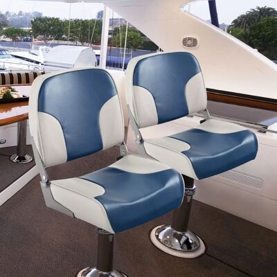Costway - Bootssitz-Set - Blauw wit - Boat Seat Costway - Bootssitz-Set - Blauw wit - Boat Seat