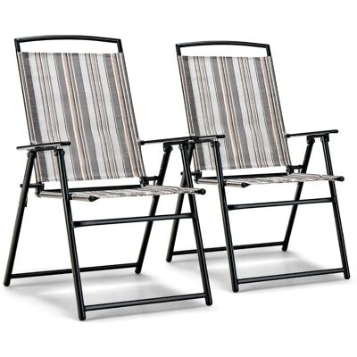 Costway - Gartenstühle Klappstühle mit Armlehnen - Grau - Folding garden chair Costway - Gartenstühle Klappstühle mit Armlehnen - Grau - Folding garden chair