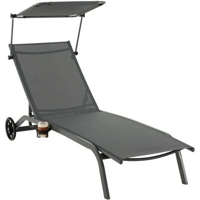 Costway - Terrassenliege mit Baldachin - Šedá - Tenda - Outdoor Lounge Chair Costway - Terrassenliege mit Baldachin - Šedá - Tenda - Outdoor Lounge Chair
