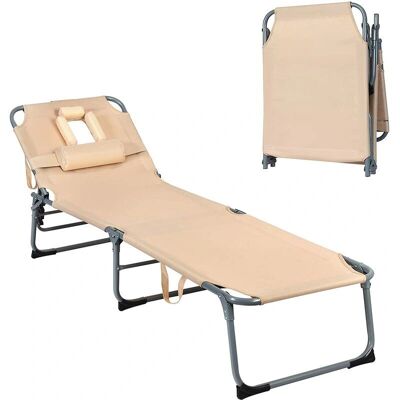 Silla reclinable ajustable COSTWAY - Ahorro de espacio, respaldo en 5 posiciones, cavidad facial Silla reclinable ajustable COSTWAY - Ahorro de espacio, respaldo en 5 posiciones, cavidad facial