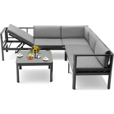 Conjunto de Sofás de Exterior Costway de 3 Piezas - Reclinable, Cojines Conjunto de Sofás de Exterior Costway de 3 Piezas - Reclinable, Cojines