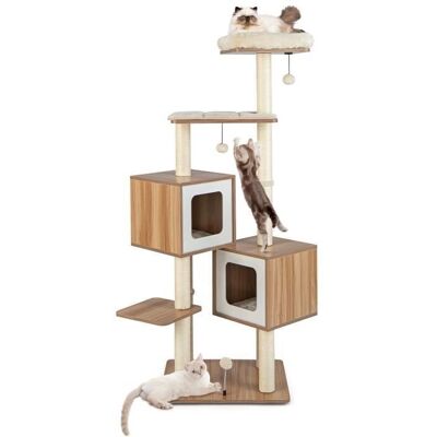 Costway Árbol para Gatos 163cm con Rascador de Sisal, Cojines Lavables, Diseño Moderno - Árbol para Gatos Costway Árbol para Gatos 163cm con Rascador de Sisal, Cojines Lavables, Diseño Moderno - Árbol para Gatos