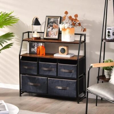 Costway - Cajonera de Tela con 5 Cajones - Mueble de Almacenamiento Multifuncional Costway - Cajonera de Tela con 5 Cajones - Mueble de Almacenamiento Multifuncional