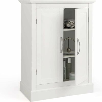 Armario de Suelo para Baño Costway - Estantes Ajustables, Moderno Color Blanco Armario de Suelo para Baño Costway - Estantes Ajustables, Moderno Color Blanco