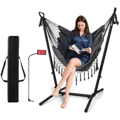 Silla Colgante COSTWAY con Soporte - Altura Ajustable - Jardín e Interior Silla Colgante COSTWAY con Soporte - Altura Ajustable - Jardín e Interior