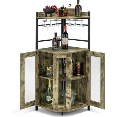 Armoire à vin d'angle Costway avec porte-verres - Design vintage compact - Publicité Armoire à vin d'angle Costway avec porte-verres - Design vintage compact - Publicité