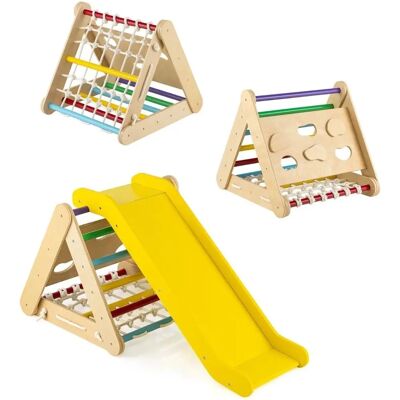 Costway - 4-in-1 Zestaw wspinaczkowy trójkątny - Buk i brzoza Costway - 4-in-1 Zestaw wspinaczkowy trójkątny - Buk i brzoza