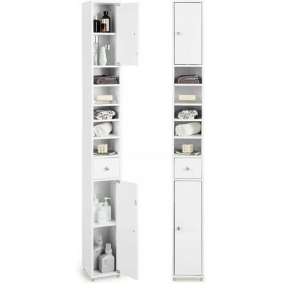 Costway - Slank badkamerkast - 20x20x180 cm - Wit - Badkamerkast Costway - Slank badkamerkast - 20x20x180 cm - Wit - Badkamerkast