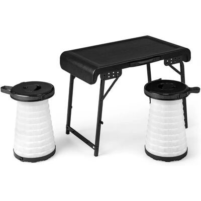 Costway - 3-Piece - Czarne - Zestaw stołu kempingowego Costway - 3-Piece - Czarne - Zestaw stołu kempingowego
