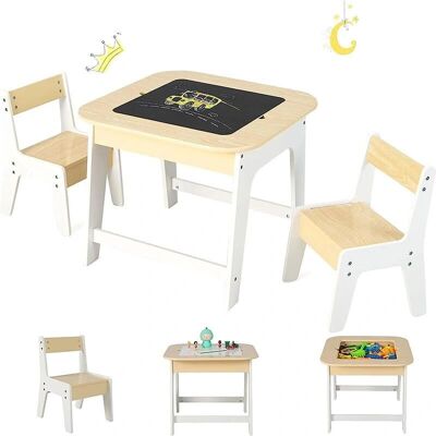 Costway - MDF Kids Table - Hout - 2 stoelen - Kids Table Set Costway - MDF Kids Table - Hout - 2 stoelen - Kids Table Set