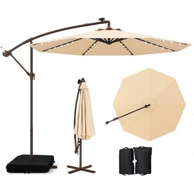 Costway Parasole Déporté 3M avec 40 LED - Parasol Jardin - Publicité Costway Parasole Déporté 3M avec 40 LED - Parasol Jardin - Publicité