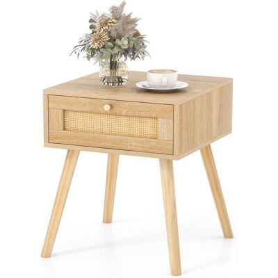 Table de Nuit Costway avec Tiroir en Rotin - Style Boho - 40x40x55cm - Publicité Table de Nuit Costway avec Tiroir en Rotin - Style Boho - 40x40x55cm - Publicité