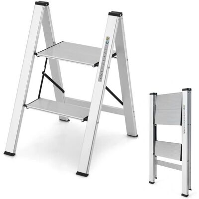 Escalera Plegable en Aluminio Costway 2 Peldaños - Estable, Ligera, Multifuncional Escalera Plegable en Aluminio Costway 2 Peldaños - Estable, Ligera, Multifuncional