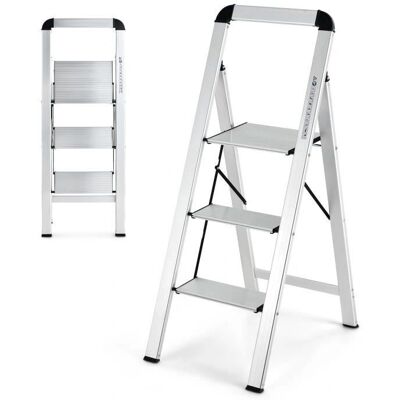 COSTWAY Aluminium 3-Stufen Trittleiter - Sicher & Tragbar COSTWAY Aluminium 3-Stufen Trittleiter - Sicher & Tragbar