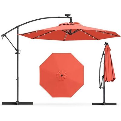 GOPLUS - Ø3 m x 2,45 m - Lumières Solaires - Angle Ajustable - Parasol de Jardin - Publicité GOPLUS - Ø3 m x 2,45 m - Lumières Solaires - Angle Ajustable - Parasol de Jardin - Publicité
