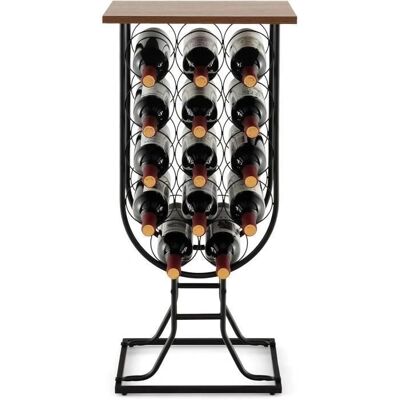 GOPLUS - 14-Bottle Wine Rack with Metal Frame and Wooden Top - Étagère à vin - Publicité GOPLUS - 14-Bottle Wine Rack with Metal Frame and Wooden Top - Étagère à vin - Publicité