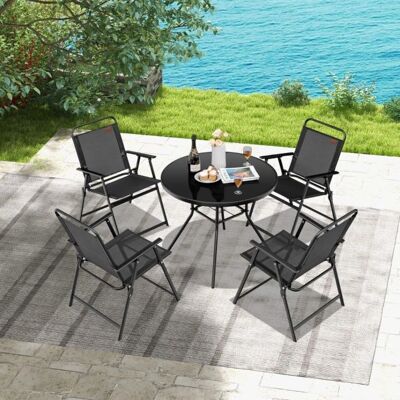 Silla de Exterior Costway - Asiento Plegable para Jardín - Negro Silla de Exterior Costway - Asiento Plegable para Jardín - Negro