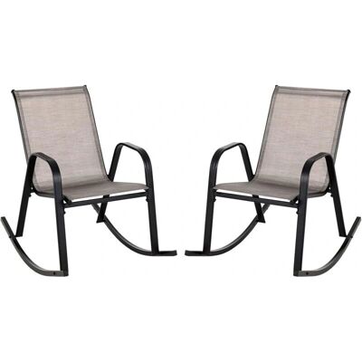 Conjunto de Sillas Mecedoras Costway - Tela Transpirable Duradera - 91x62x86 cm Conjunto de Sillas Mecedoras Costway - Tela Transpirable Duradera - 91x62x86 cm