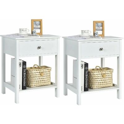 Mesita de Noche COSTWAY con Cajón - Mesa de Madera Moderna Mesita de Noche COSTWAY con Cajón - Mesa de Madera Moderna