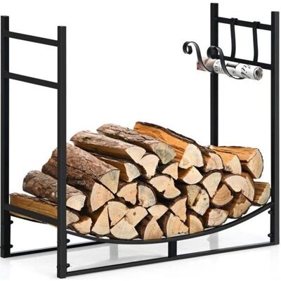 COSTWAY Support à Bois - Grand Rangement Métal pour Intérieur Extérieur - Publicité COSTWAY Support à Bois - Grand Rangement Métal pour Intérieur Extérieur - Publicité