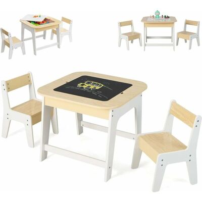 Set de Mesa y Sillas para Niños COSTWAY - Doble Cara, Almacenamiento Oculto, Sillas Ergonómicas Set de Mesa y Sillas para Niños COSTWAY - Doble Cara, Almacenamiento Oculto, Sillas Ergonómicas