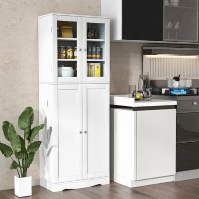 Armario de Cocina COSTWAY - Puertas de Vidrio Templado Doble, Diseño Anticaídas - 161,5 cm Armario de Cocina COSTWAY - Puertas de Vidrio Templado Doble, Diseño Anticaídas - 161,5 cm