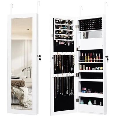 Costway Armario para Joyas con Espejo de 12 LED y Cerradura Costway Armario para Joyas con Espejo de 12 LED y Cerradura