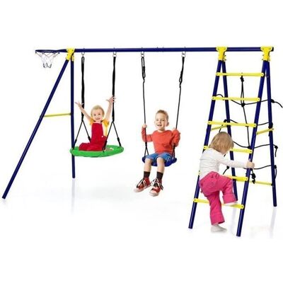 Set de Balancelles 5 en 1 pour Jardin avec Panier, Filet et Échelle - Publicité Set de Balancelles 5 en 1 pour Jardin avec Panier, Filet et Échelle - Publicité