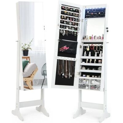 Costway Armoire à Bijoux - Miroir verrouillable avec LED - Publicité Costway Armoire à Bijoux - Miroir verrouillable avec LED - Publicité