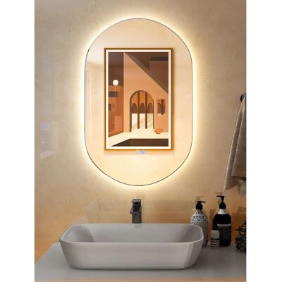 COSTWAY Badezimmer LED Spiegel oval 80x50cm Touch Steuerung 3 Lichtfarben COSTWAY Badezimmer LED Spiegel oval 80x50cm Touch Steuerung 3 Lichtfarben