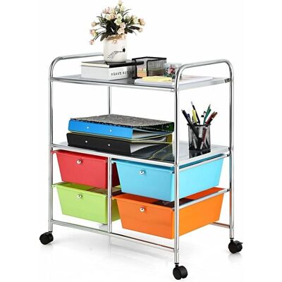 Carrito de Servicio Costway con 4 Cajones Carrito de Servicio Costway con 4 Cajones