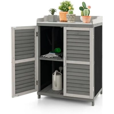 Costway - Holz Garten Schrank - Metall-Arbeitsplatte - Gartenschrank Costway - Holz Garten Schrank - Metall-Arbeitsplatte - Gartenschrank