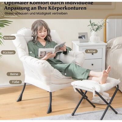 Costway Ohrensessel - Beige - mit Hocker - Armchair Costway Ohrensessel - Beige - mit Hocker - Armchair