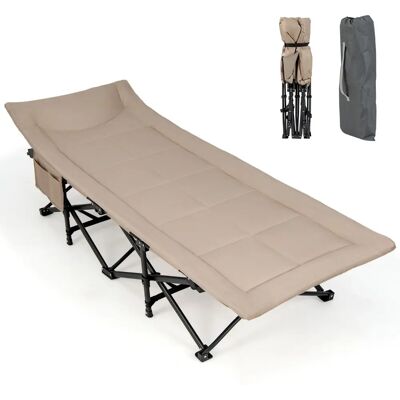 Costway - Folding Camping Cot - Khaki - 200 kg - Campingbed Costway - Folding Camping Cot - Khaki - 200 kg - Campingbed