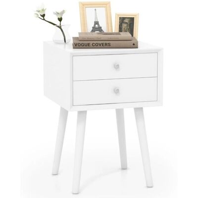 Costway - Nightstand - Blanc - 40x40x59.5cm - Table de chevet - Publicité Costway - Nightstand - Blanc - 40x40x59.5cm - Table de chevet - Publicité