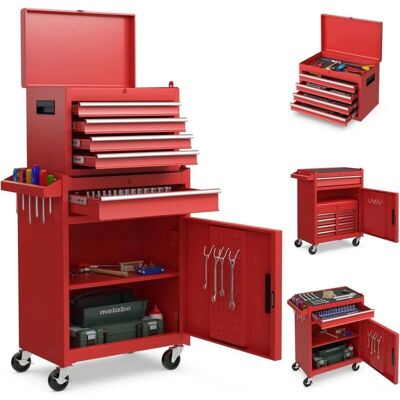 COSTWAY Caja de Herramientas - 4 Cajones, Ruedas Bloqueables, Estante Ajustable COSTWAY Caja de Herramientas - 4 Cajones, Ruedas Bloqueables, Estante Ajustable
