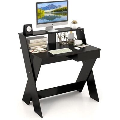 Escritorio de Ordenador Costway - Elevador Ergonómico, Almacenamiento, Patas en X Escritorio de Ordenador Costway - Elevador Ergonómico, Almacenamiento, Patas en X